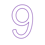 lineart purple number 9 on transparent background