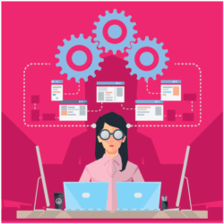 Lady sitting in front of computer