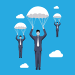 image of 3 men parachuting