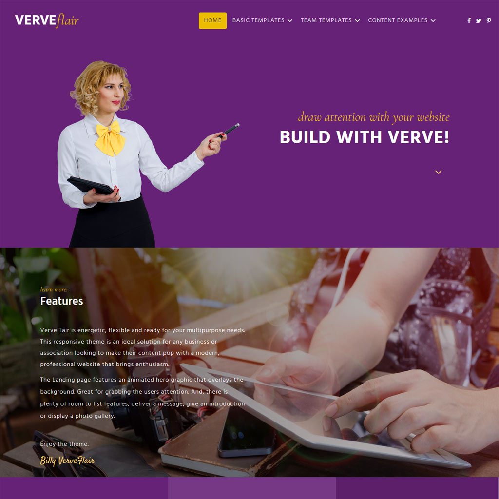 image of vervlair association website design theme