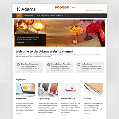 Adams Website Theme for Associations