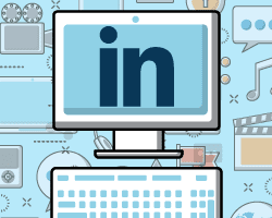image of computer with linkedin logo