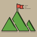image of mountain with flag on top