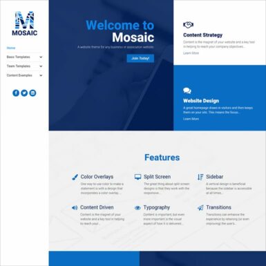 image of mosaic site homepage for association websites