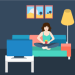 image of woman watching tv