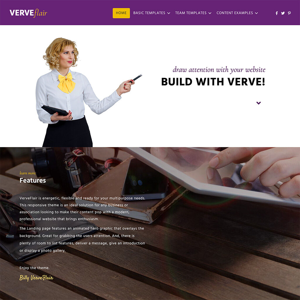 image of verve flair website template